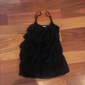 Guess Elegant Black Ruffle Mini Dress